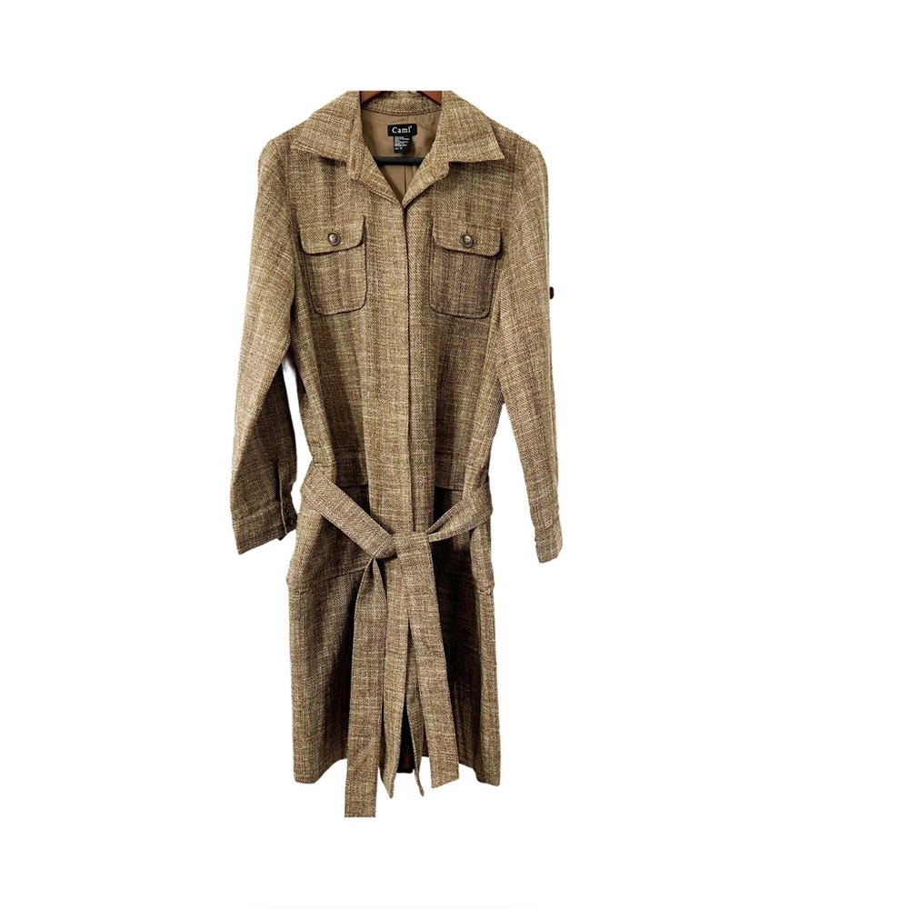 Cami Brown Tweed Belted Shirt Dress Size 12
